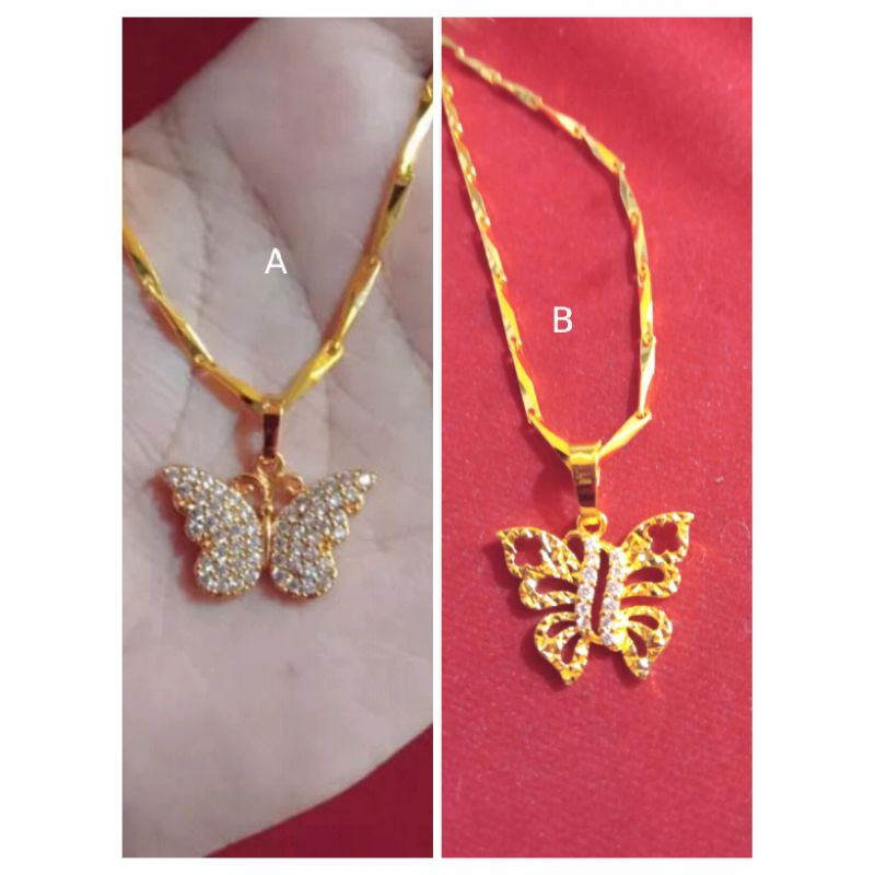 kalung padi kupu 60cm dan 75cm lapis emas 24k