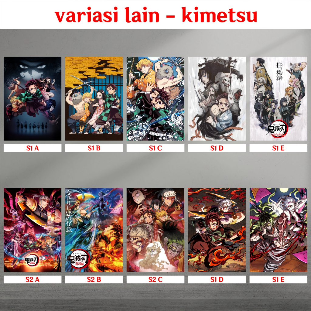 Koleksi Poster A3 Anime Kimetsu no Yaiba / Demon Slayer B - Tanjirou Nezuko Zenitsu Inosuke Giyuu Shinobu Kanao Rengoku