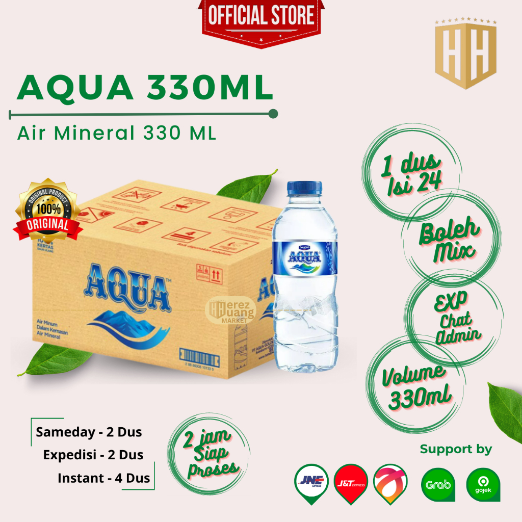 AQUA 220ML GELAS CUP &amp; AQUA 330ML BOTOL , Air Mineral Aqua Cup Gelas 220ml dan Aqua Botol 330ml Per 1 Dus