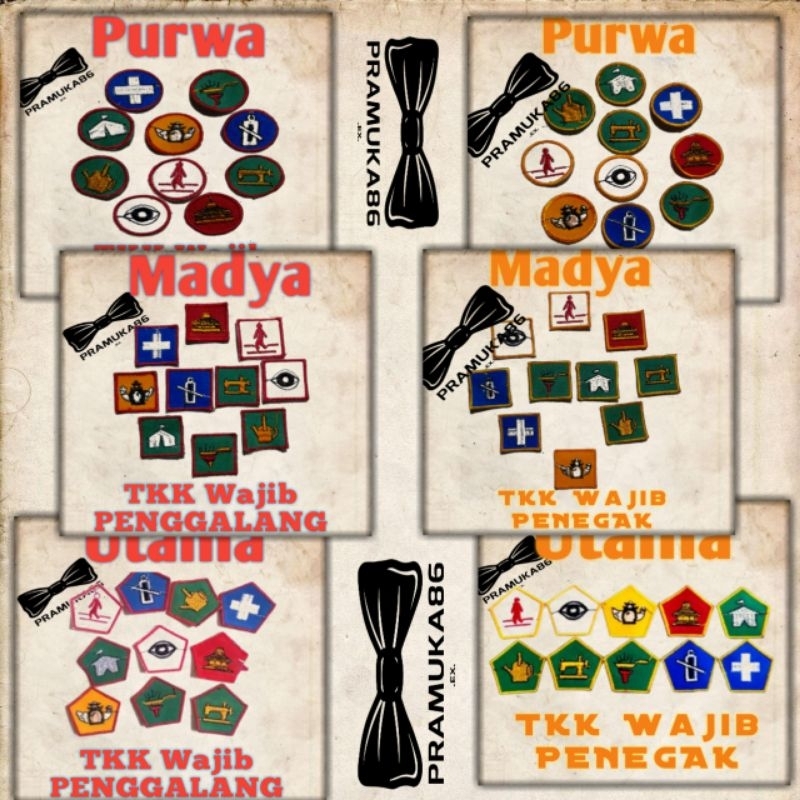 Tkk Wajib Lengkap (Sepaket 10pcs) Siaga - Penggalang - Penegak bordir