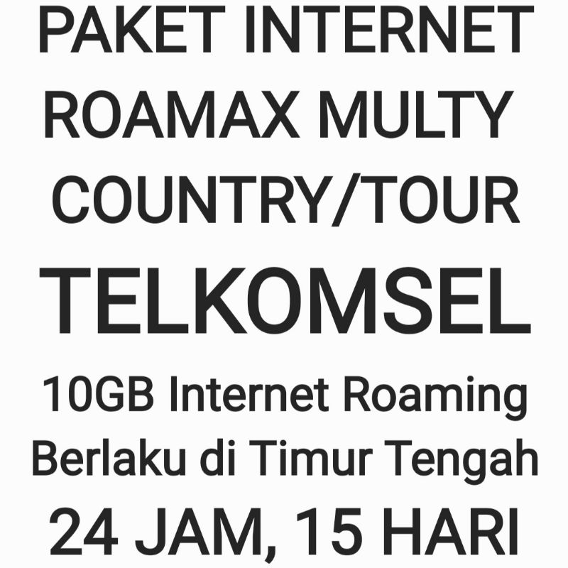 Paket Internet Roamax Roaming Telkomsel Multy Country Timur Tengah Tour Luar Negeri Negri 10GB Tsel 