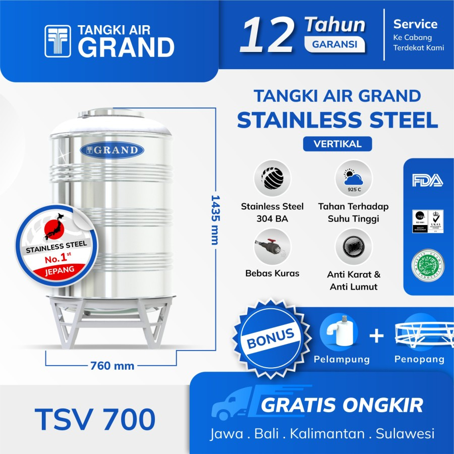 TANDON AIR STAINLESS 550 LITER TSV700 GRAND TEDMOND TANGKI HALAL