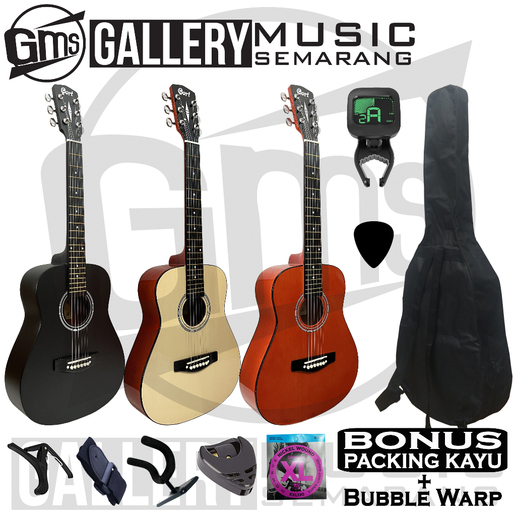 Gitar Akustik ¾  Cort Custom Tanam Besi Gitar 3/4 Cort Custom Termurah Paket Super Komplit