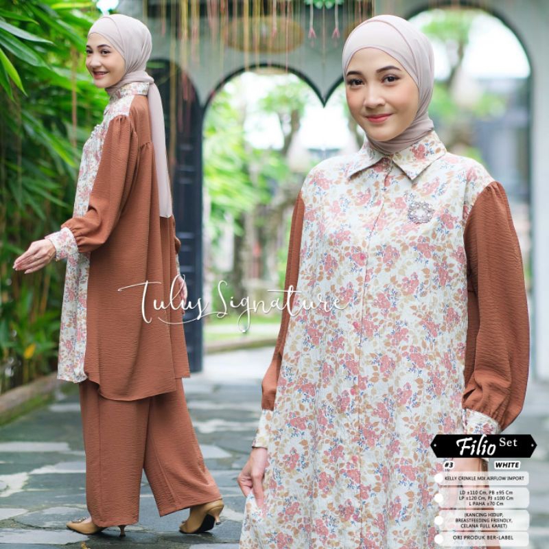 FILIO SET #3 BY TULUS SIGNATURE / ONESET MOTIF MUSLIMAH / Setelan celana wanita kelly crincle