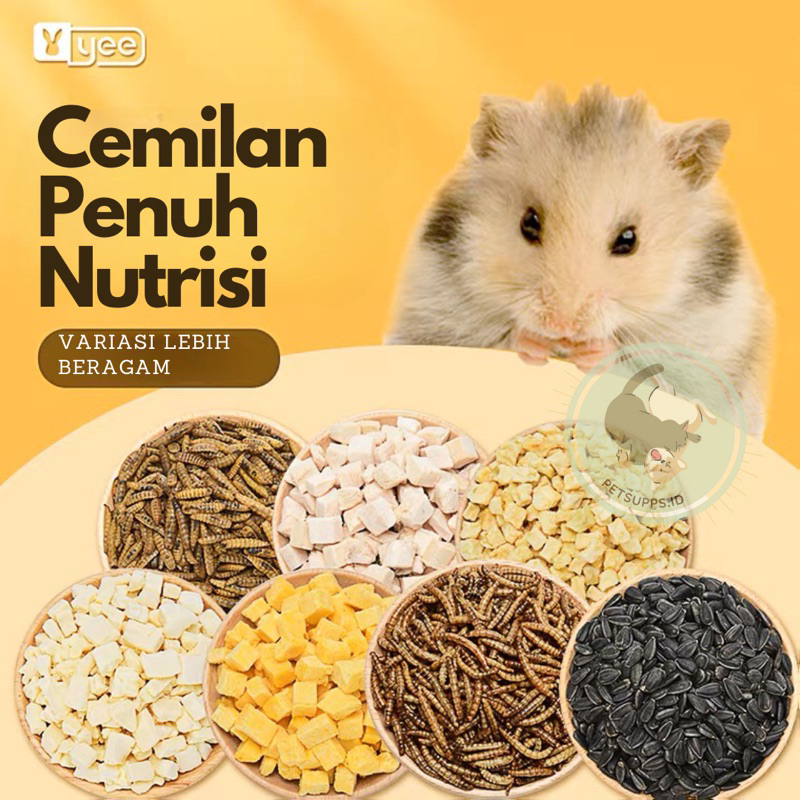 YEE Freeze dried snack | variasi cemilan kering hamster sugar glider landak mini gerbil kelinci | freshpack dan higienis