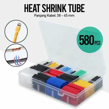 Solasi Bakar / Heatshrink Tube / Selongsong Kabel Bakar / Karet Bakar 580 Pcs Isolasi Bakar Kabel Listrik Insulasi Heat Shrink Tube 580 Pcs Isolator Kabel Bakar Solatip Bakar Isolasi Bakar Warna Warni 580Pcs