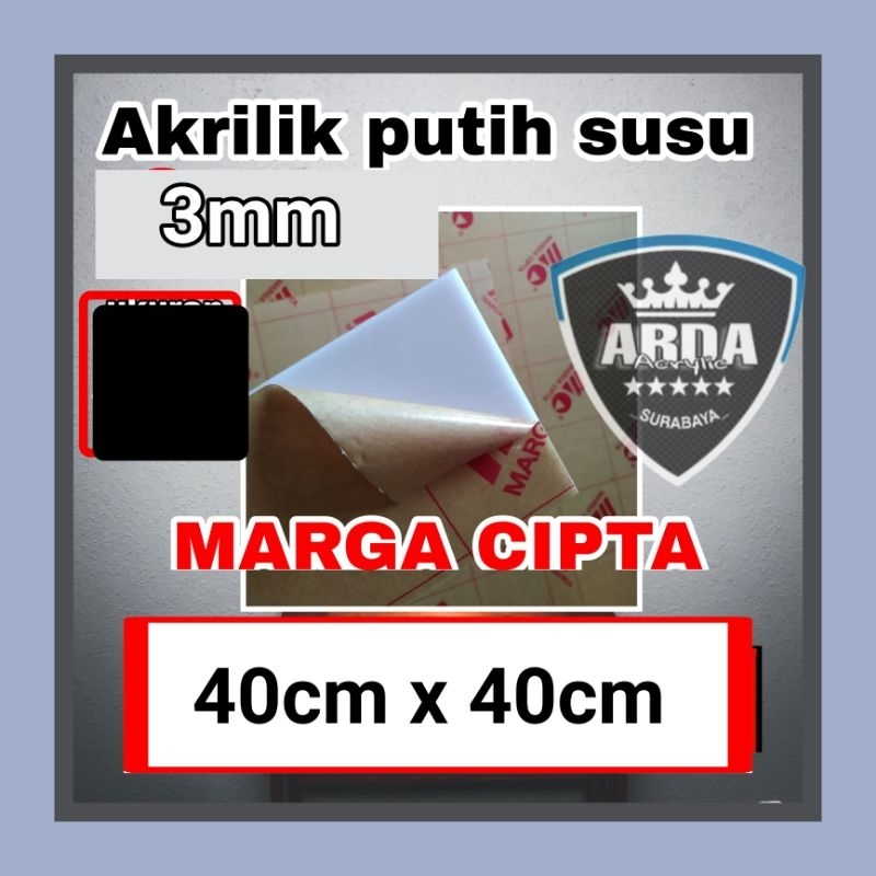 Akrilik 3mm susu 40 x 40 akrilik lembaran acrylic white  akrilik murah