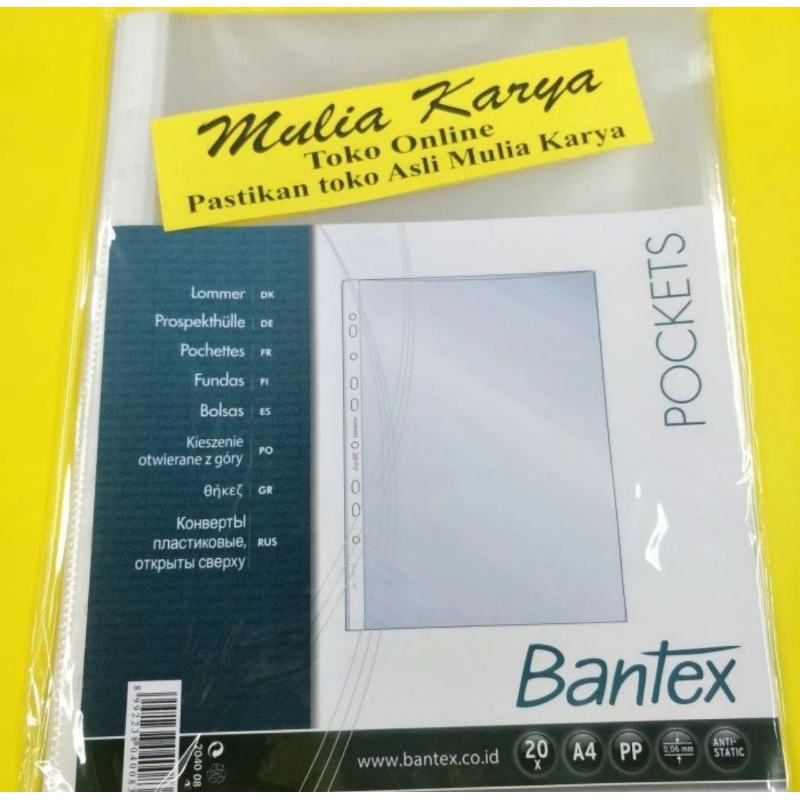 

Pocket File A4 Bantex / pak isi 20 lembar