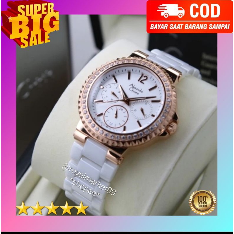[PILIHAN WARNA LAIN GESER FOTONYA] ORI JAM TANGAN WANITA ALEXANDRE CHRISTIE ANALOG KERAMIK STRAP ARL