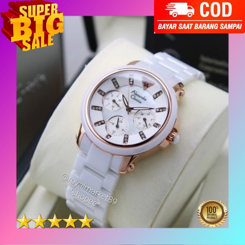 [PILIHAN WARNA LAIN GESER FOTONYA] ORI JAM TANGAN WANITA ALEXANDRE CHRISTIE ANALOG KERAMIK STRAP ARL