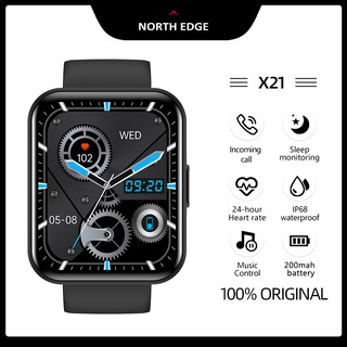 Smartwatch NORTH EDGE X21 Full Touch Screen HR BP Sleep Monitoring Sports Mode Weather Forecast Information Call Reminder Bluetooth