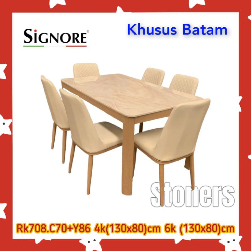meja makan marmer 6kursi+1meja(130x80cm)/MEJA MAKAN RK708.C70+Y86 6K ( KHUSUS LOKASI BATAM )