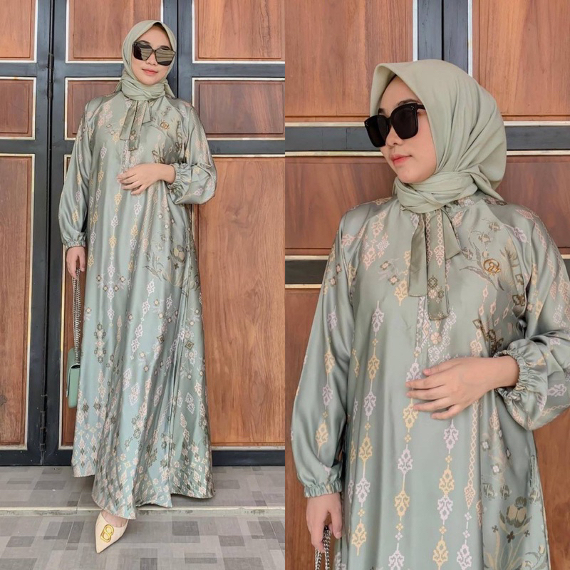 Gamis Alina M/L/XL/XXL/JUMBO Gamis Seragaman Raya Kondangan Muslimah Terbaru