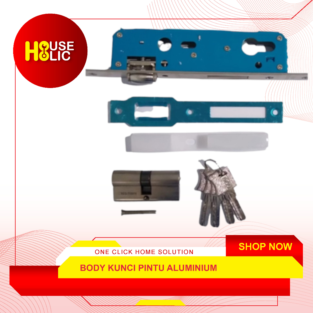 Rumah Kunci Pintu / Mortise Roller / Body Kunci Pelor Roller Aluminium