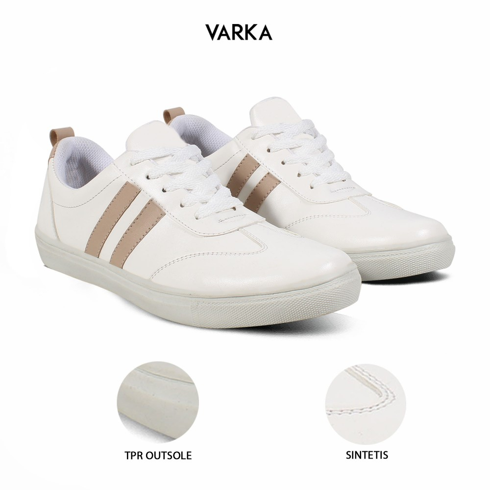 Sepatu Sneakers Wanita V 5377 Brand Varka Sepatu Kets Kuliah Kerja Jalan Jalan Trendy Berkualitas Warna Putih