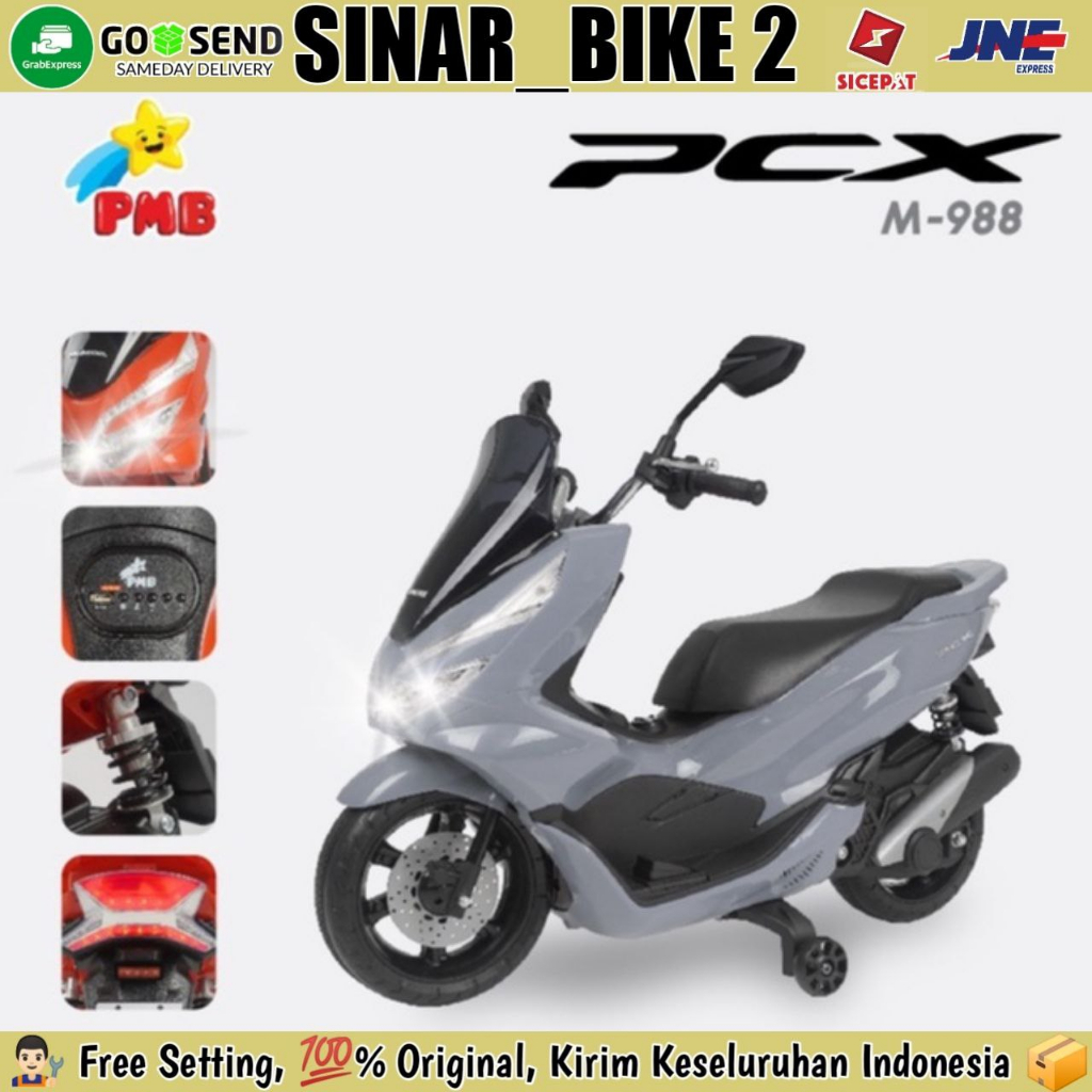 Motoran Aki PMB M 988 Honda PCX (Lisensi Resmi) Mainan Anak Dilengkapi Shockbreaker