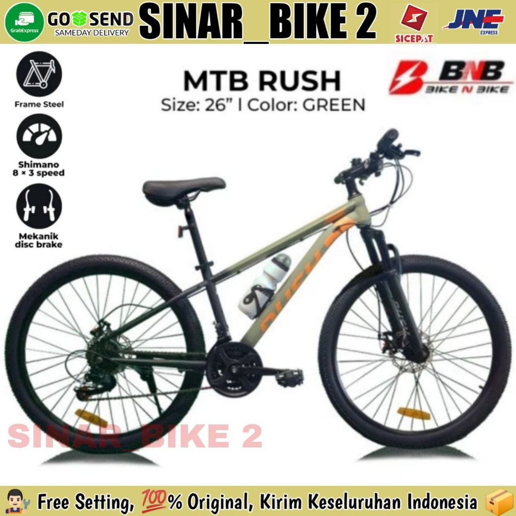 Sepeda Gunung MTB Rush Ukuran 26 Inch 21 Speed Shimano