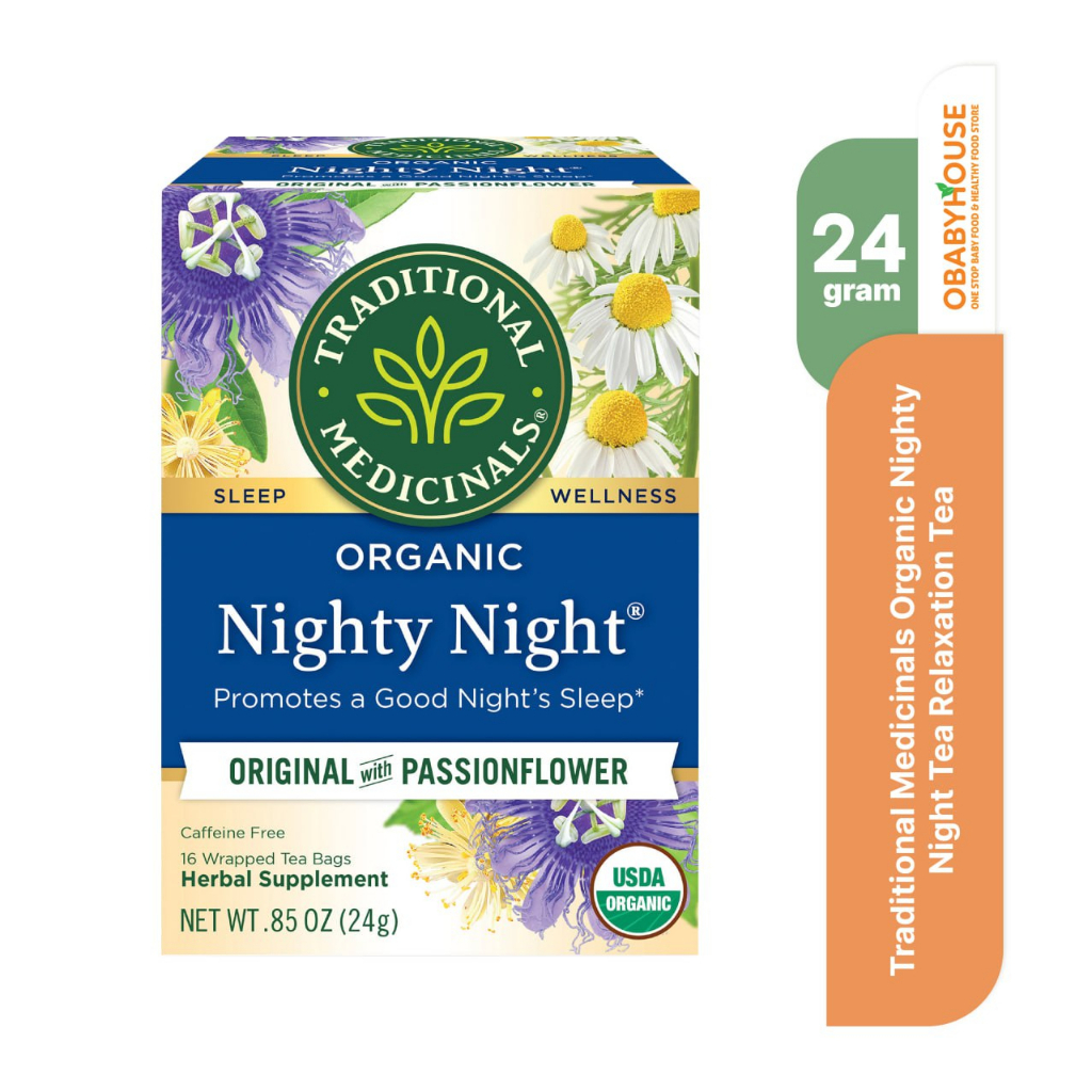 Traditional Medicinals Organic Nighty Night Tea Relaxation Tea 16  Wrapped Tea Bags 24 gr