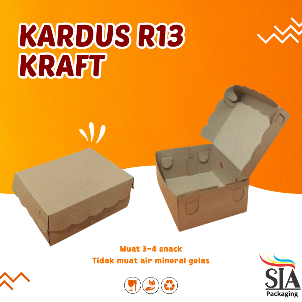 KARDUS  KRAFT 12 X 12, 12 X 16 DUS AT, DUS R13, DUS R3, DUS R5 SNACK ISI 3-5 | KARDUS SNACK MUAT AQUA | DUS MAKAN