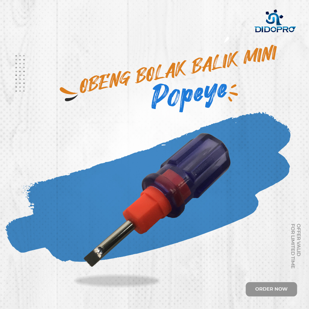 Obeng Cebol Mini Bolak Balik Plus Minus Obeng 2 Way Popeye Transparan