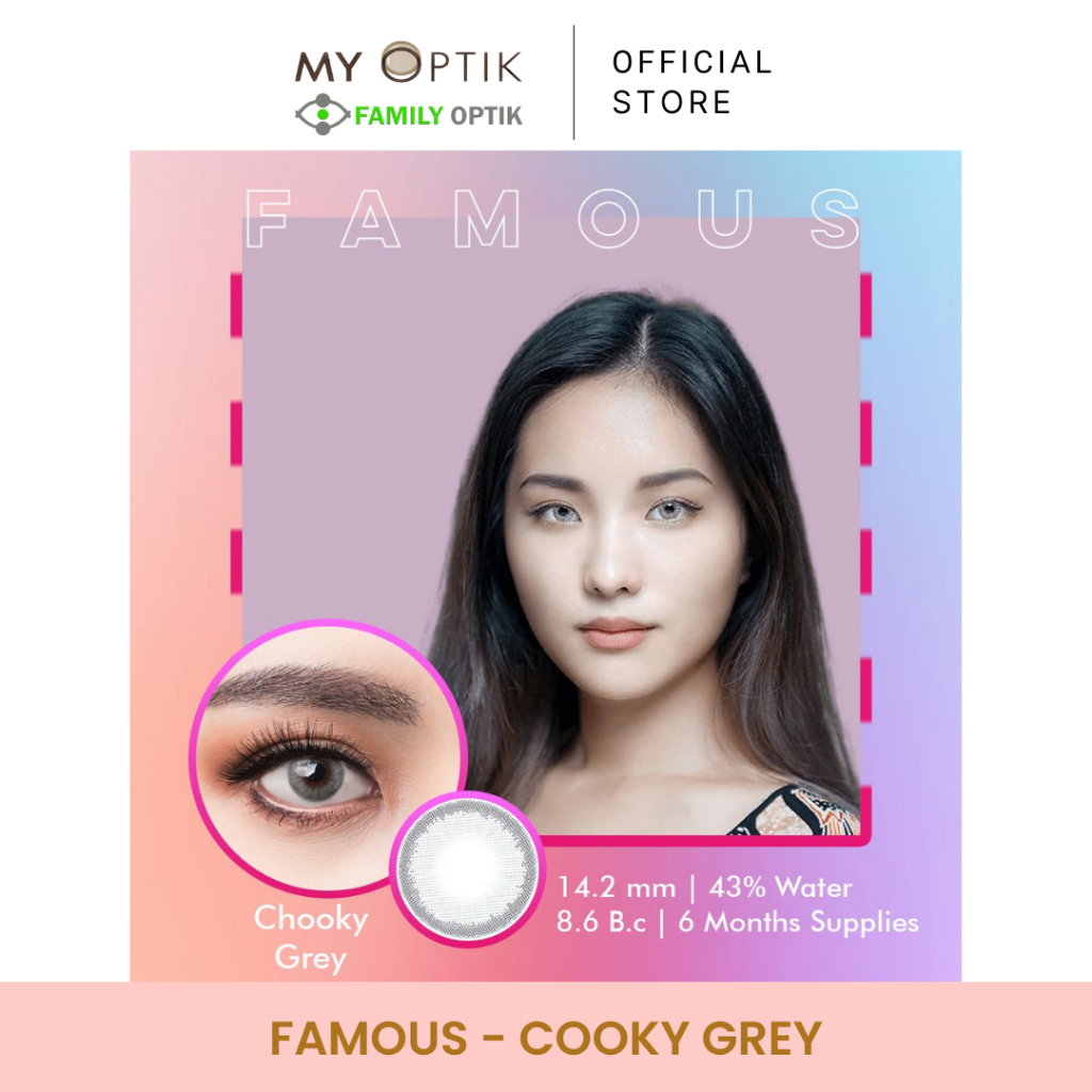Famous With Biomoist  Cooky Grey Monthly Softlens Warna