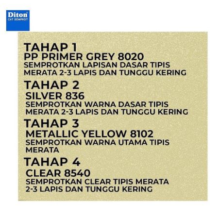 Pilox Diton Metallic Yellow 8102 300ml Warna Kuning Metalik Sepeda Motor Mobil Velg