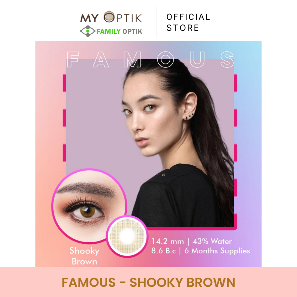 Famous With Biomoist Shooky Brown Monthly Softlens Warna