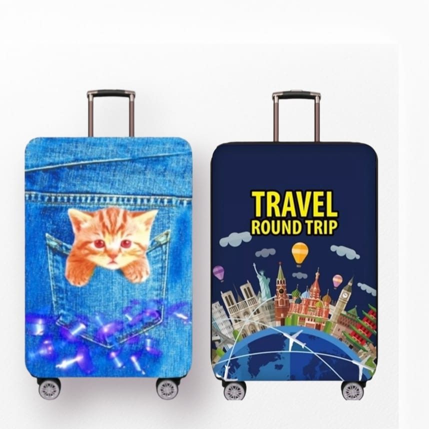 Mega_1688 Luggage cover koper motif kucing lucu bahan spandex elastis pelindung koper MG1028