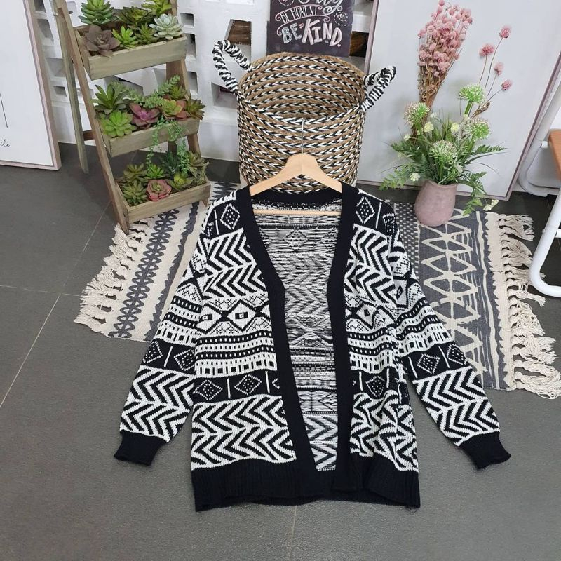 OUTHER KNIT AIRY RAJUT TRIBAL CARDIGAN