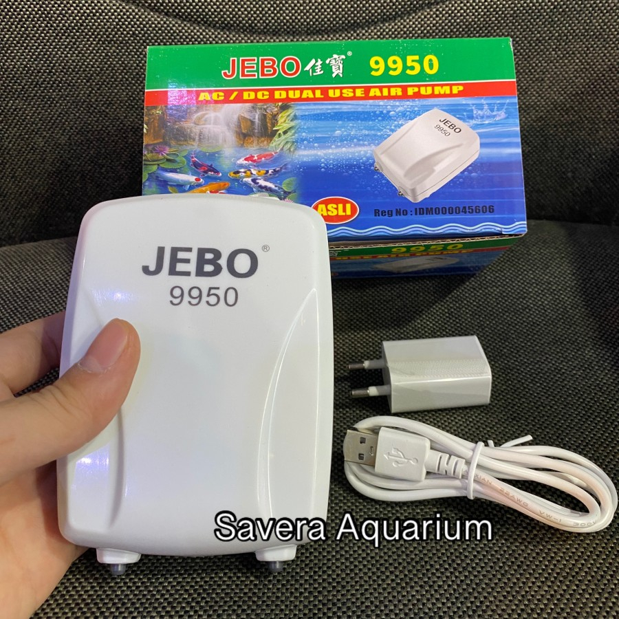 JEBO 9950 AC/DC - 2W - POMPA UDARA OTOMATIS - AIR PUMP AQUARIUM - 2 LOBANG