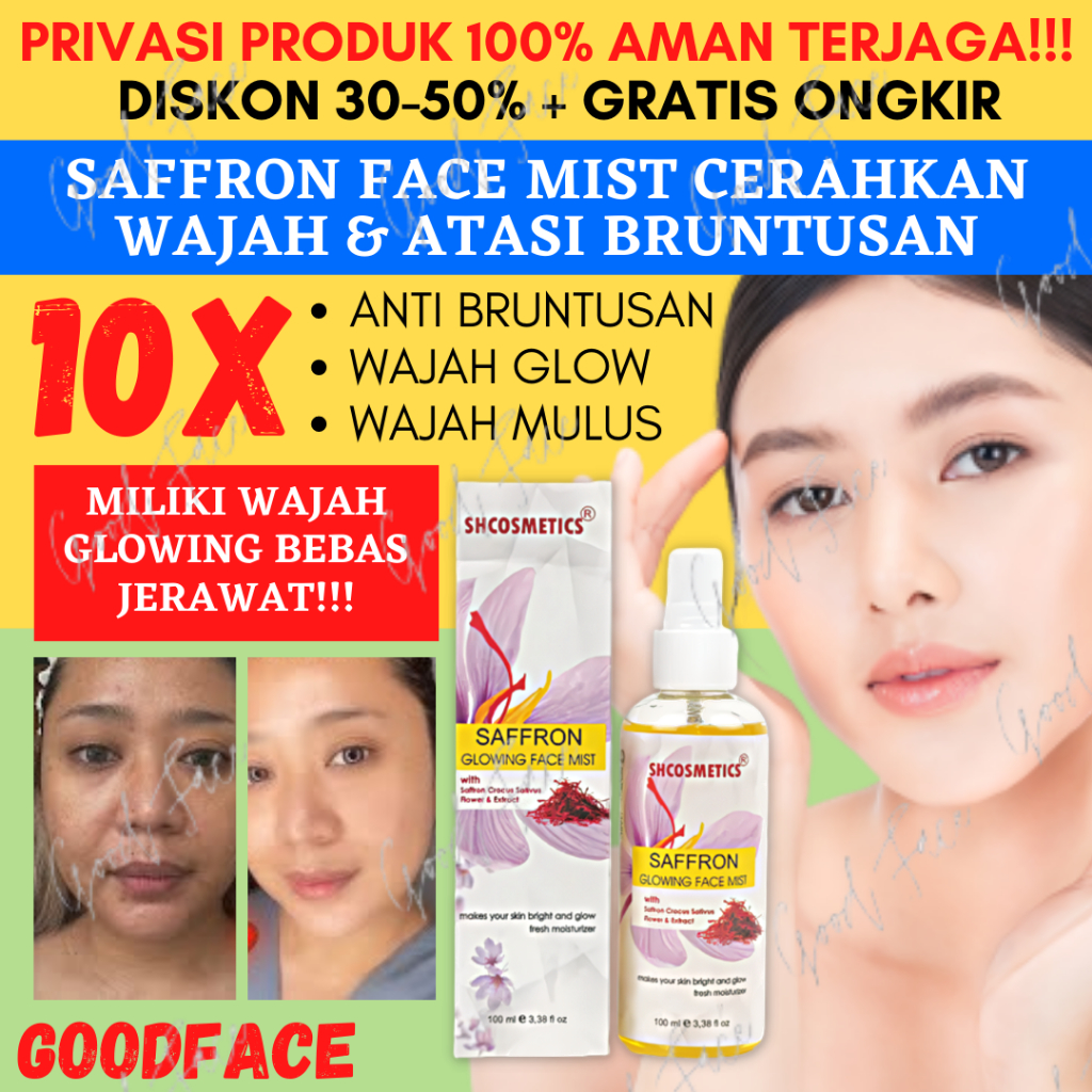 SAFRON FACE MIST SAFFRON GLOWING PENCERAH WAJAH PENGHILANG BEKAS JERAWAT FACE MIST BPOM 100ml