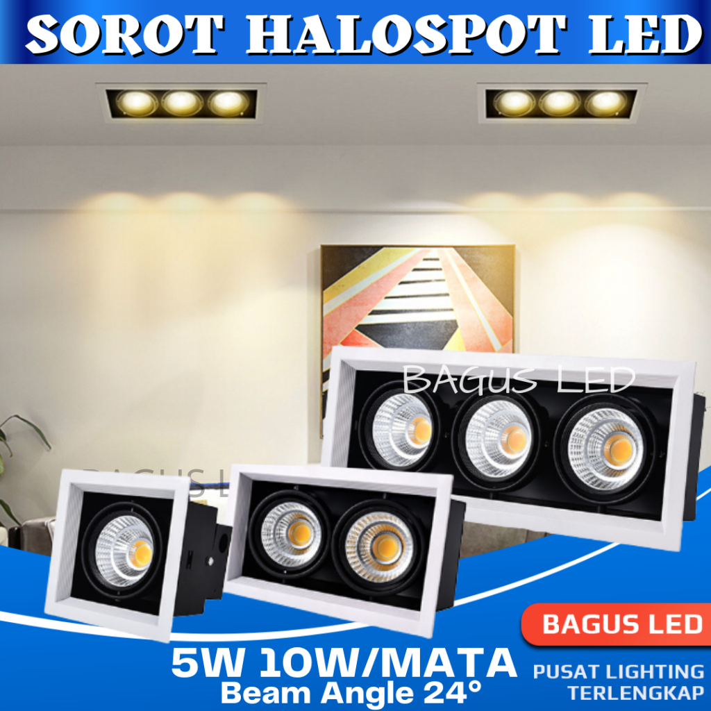 Lampu Sorot Halospot LED Spotlight Grill Light 5W 10W 1 Mata 2 Mata 3 Mata