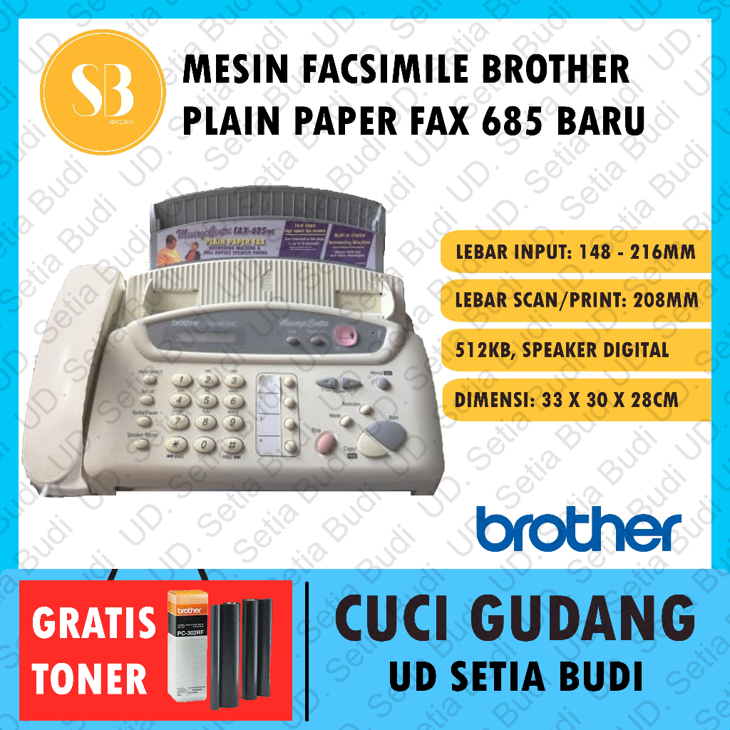 Mesin Facsimile HVS Fax Brother 685 Gratis Ribbon Asli dan Bergaransi