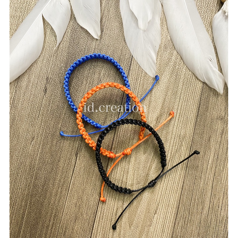 Gelang Tali Anyam Polos Tali Korea 1mm Kepang Anyam Hitam Coklat Putih Biru Orange