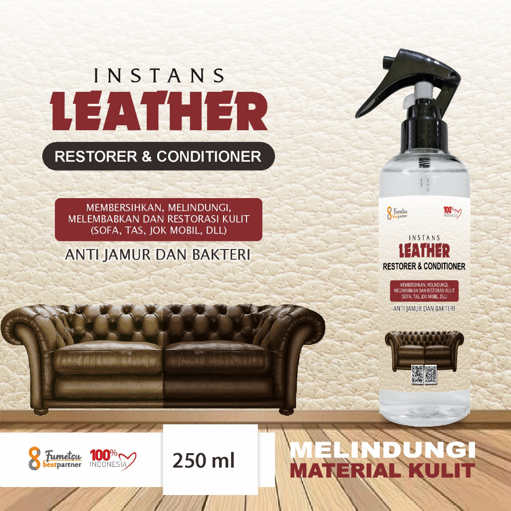 Leather Instan Cleaner Restorer Conditioner Tas, Sofa, Jok Mobil / Melindungi Material Kulit 250 trigger