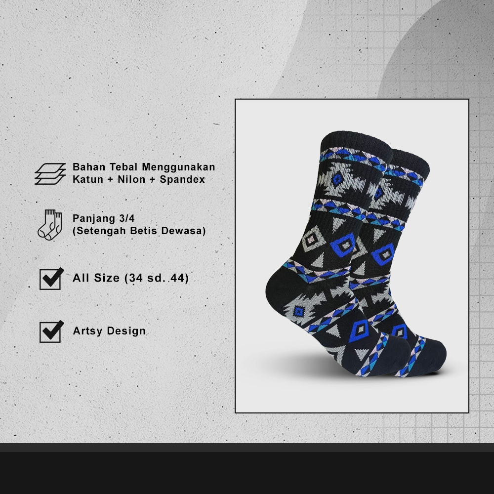 Kaos Kaki Pria Wanita Kasual Olahraga Old School Panjang Motif Tribal Bahan Premium Anti Bau LenturB