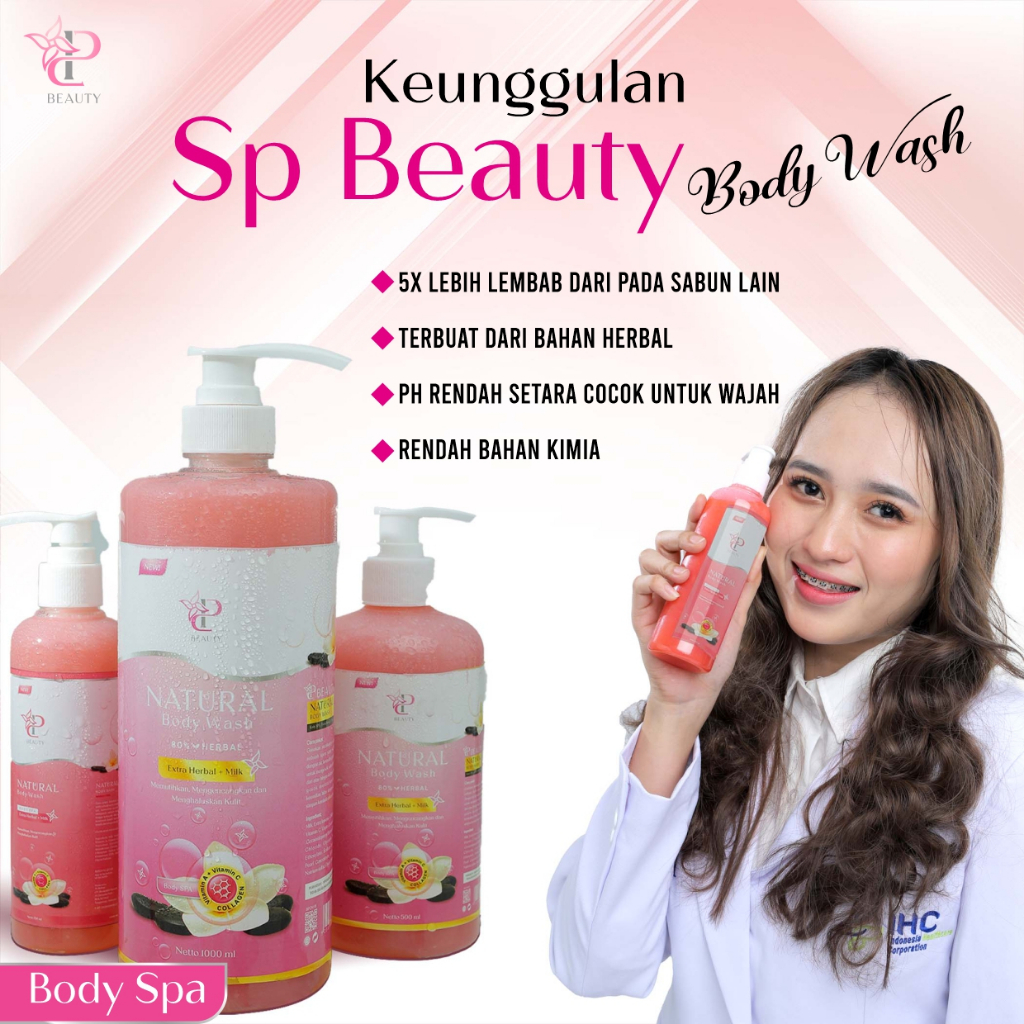 Sp Beauty Body Wash sabun cair herbal. Extra body spa 500ml vitamin C. A &amp; Collagen. - Sabun mandi cair pemutih badan sabun cair pemutih .sabun cair herbal body spa