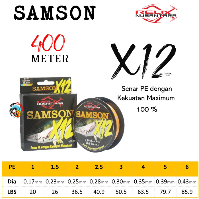 Senar PE Samson X12 PE Samson 400 Meter PE Relix Nusantara