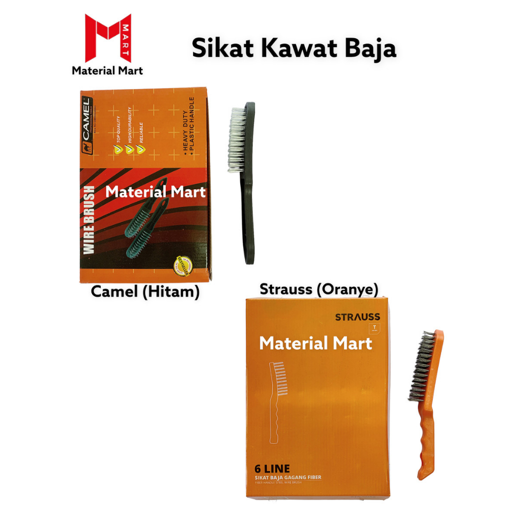 Sikat Baja 6 Baris Gagang Fiber | Sikat Kawat MURAH Per (PC) | Brush | Material Mart