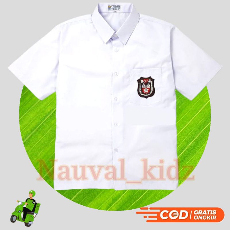 SERAGAM SEKOLAH ANAK SD, SMP, SMA KEMEJA PUTIH LENGAN PENDEK POLOS / BED