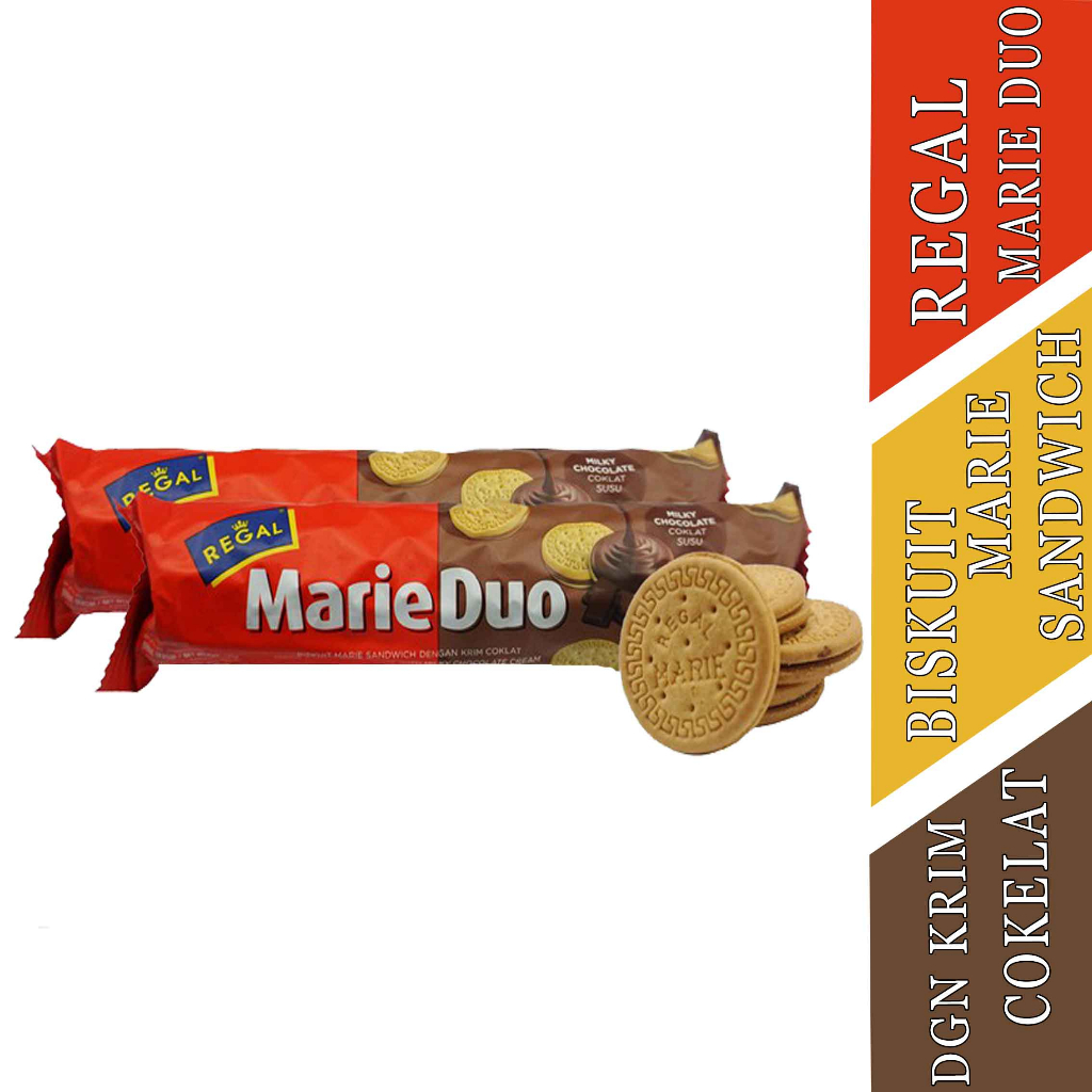 

Biskuit Cream Chocolate- Regal Marie Duo- Biskuit Marie Sandwich- 100gr