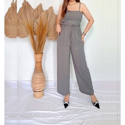 TWO PIECE SET BAJU DAN CELANA PANJANG WANITA ONE SET MOTIF POLOS KOREAN STYLE