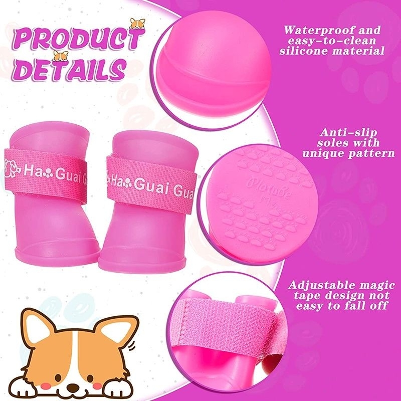 4 pcs Sepatu Anjing Kucing Karet Dog Shoes Sepatu Hewan Sepatu Hujan