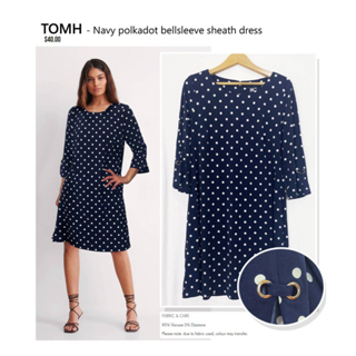 TMH** polkadot  bellsleeved sheath  dress