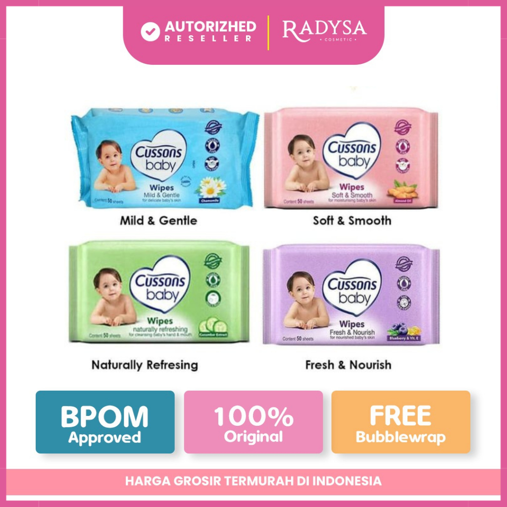 𝐑𝐀𝐃𝐘𝐒𝐀 - BUY 1 GET 1 Cussons Baby Wipes - Tisu Basah Bayi - Tissue Ganti Popok 45's X2