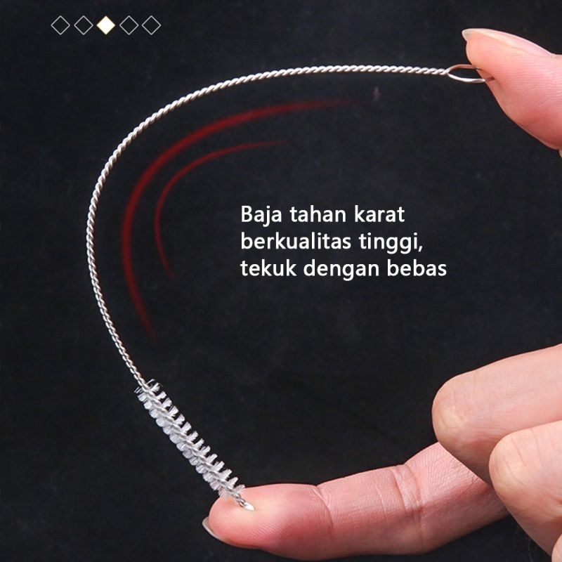 Sikat Sedotan Stainless Steel Brush Straw Stain Less Bengkok Lurus BA