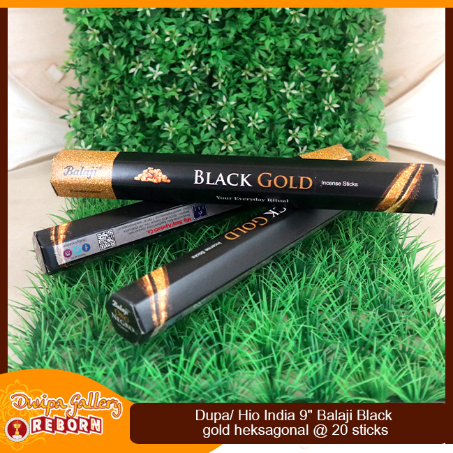 Dupa Hio India Wangi Black Gold Balaji heksagonal 9&quot; @20 sticks