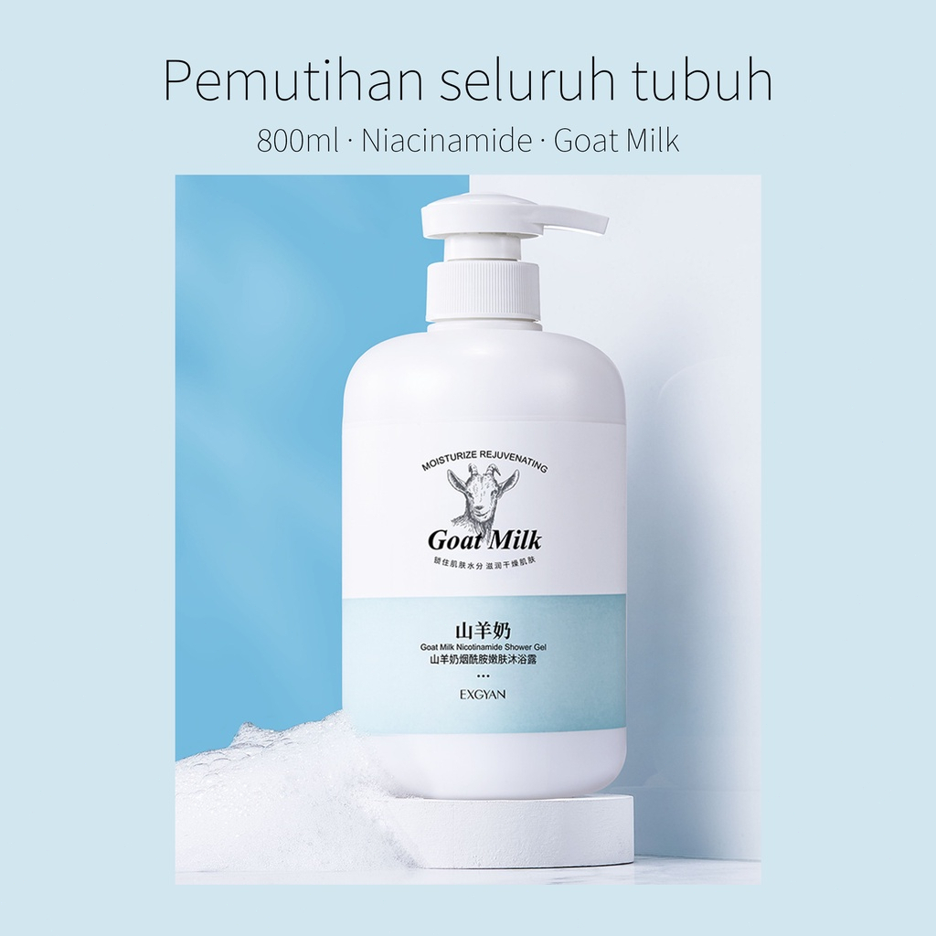 Sabun Memutihkan Badan Permane Susu Kambing Sabun Mandi Cair Pembersih Tubuh Pemutih Sabun Mandi Cair Sabun Cair 800ml 100% Original Whitening Exfoliate Improve Skin Texture