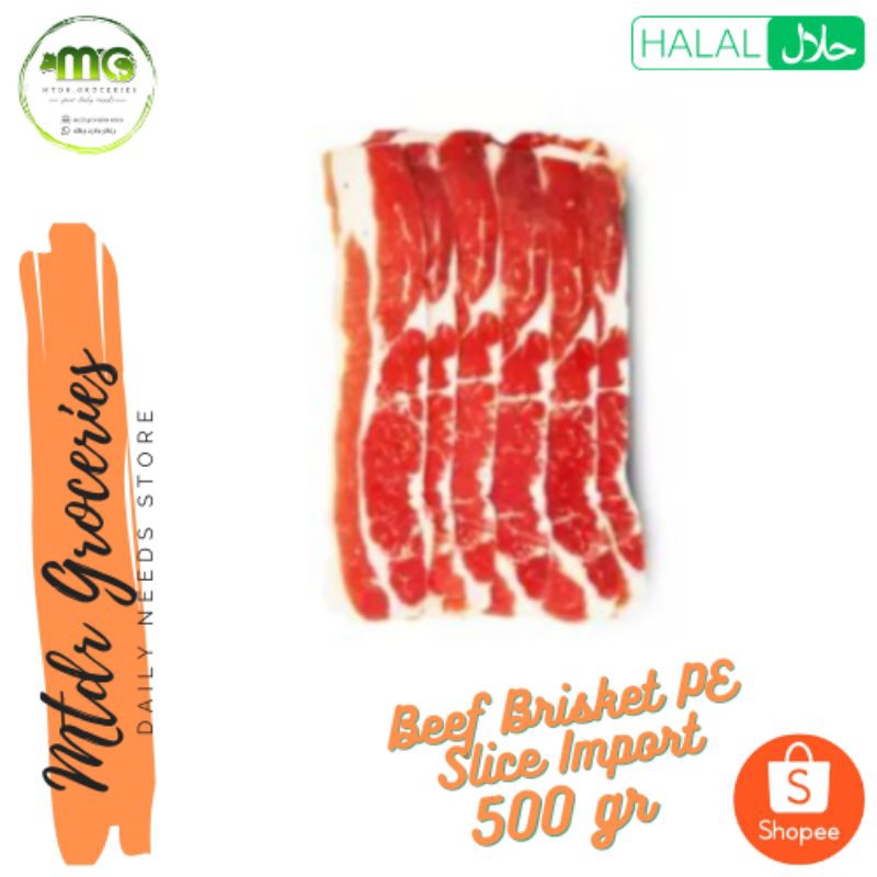 

Daging Sandung Lamur Slice Impor - Beef Brisket PE Slice Import