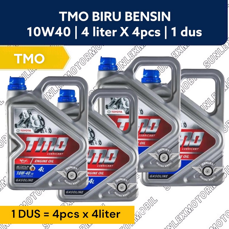 1 DUS OLI MESIN TMO BIRU BENSIN 10W40 4LITER 10W-40 4L